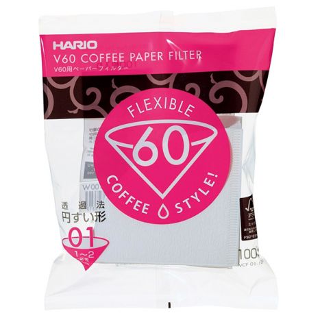 Hario V60-01 paper filters 100pcs, white (VCF-01-100W)