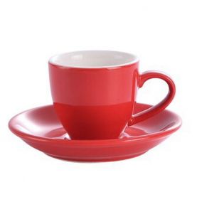 Porcelanowa filiżanka do espresso o pojemności 80 ml, odpowiednia do klasycznego lub podwójnego espresso.  Zawiera spodek. Kolor