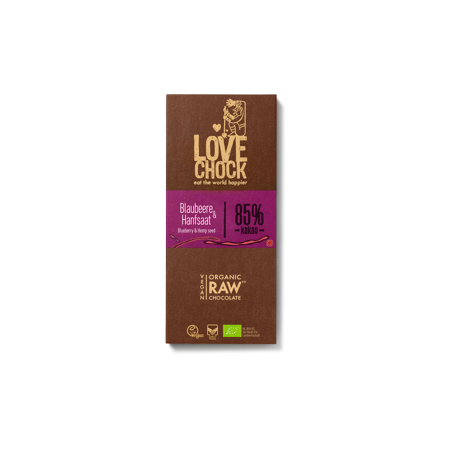 Chocolate Lovechock- blueberries and hemp seeds