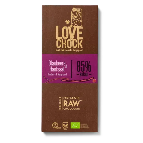 Čokoláda Lovechock- borůvky a konopná semínka
