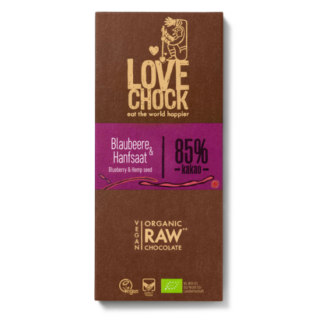 Čokoláda Lovechock- čučoriedky a konopné semienka
