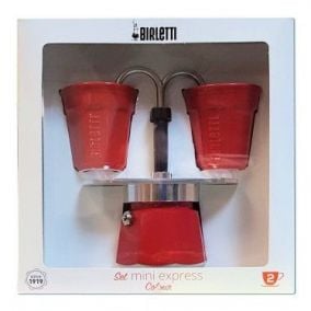 Ajándékkészlet Bialetti Mini Express 2 csésze piros