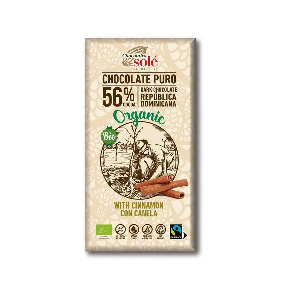 Chocolates Solé - 56% organic chocolate with cinnamon