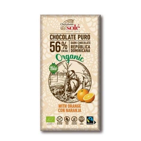 Chocolates Solé - 56% organiczna czekolada z pomarańczą
