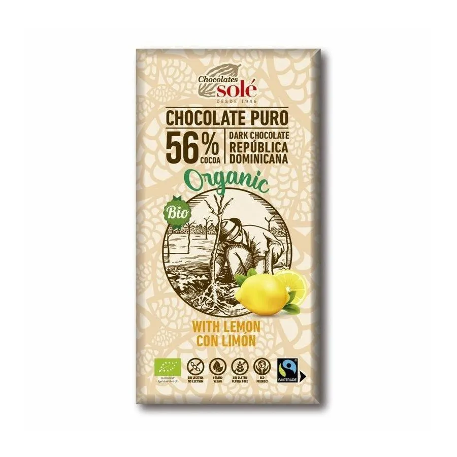 Chocolates Solé - 56% bio csokoládé citrommal