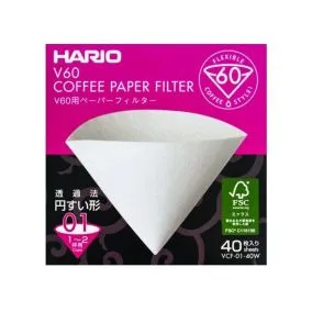 Papírové filtry Hario V60-01 40 ks, bílé (VCF-01-40W)