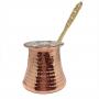 Ahandmade copper jazzva straight from the Turkish countryside. The jeezva is hammered using the traditional artisanal method.Volume: 280-300 ml (handmade, size may vary slightly from piece to piece)