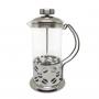 Elegant stainless steel french press coffee machine with striped cutouts. Simple and popular method of making quality coffee.  Volume: 350 ml
