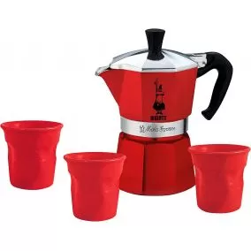 Gift set Bialetti moka express 3 portions 3 cups, red