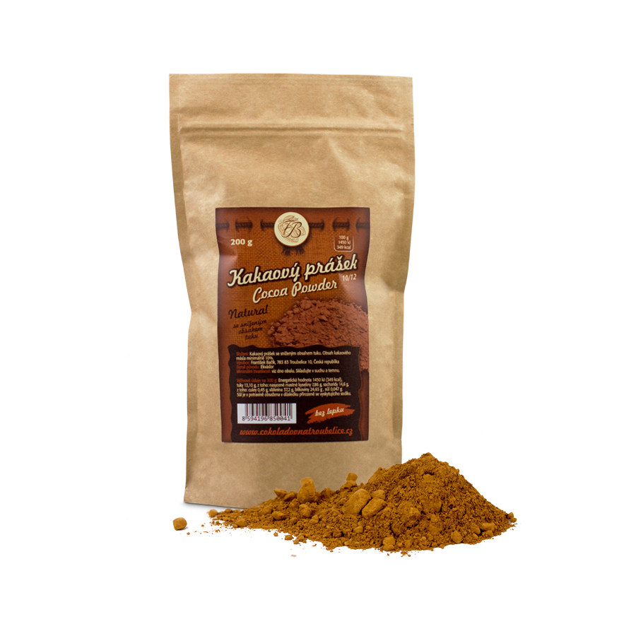 Kakaový prášek natural 10/12, 200g čokoládovna Troubelice