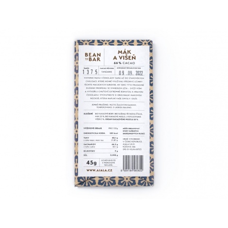 Čokoláda Ajala 66% Mák a višeň