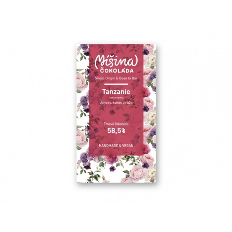 Chocolate Mixed chocolate, Tanzania Strawberries, coconut, rose 58,5%