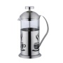 Elegant stainless steel French press coffee maker with a stylish pattern. A simple and popular method of preparing quality coffee. Volume: 350 ml