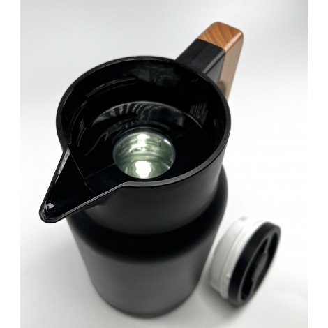 Thermos Kaffia 1 l with wooden handle - BLACK