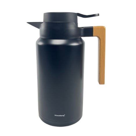 Thermos Kaffia 2 l with wooden handle - BLACK