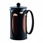 The luxurious velvety black plastic Bodum Kenya French press with a volume of 1000 ml for the preparation of delicious fresh coffee. 
