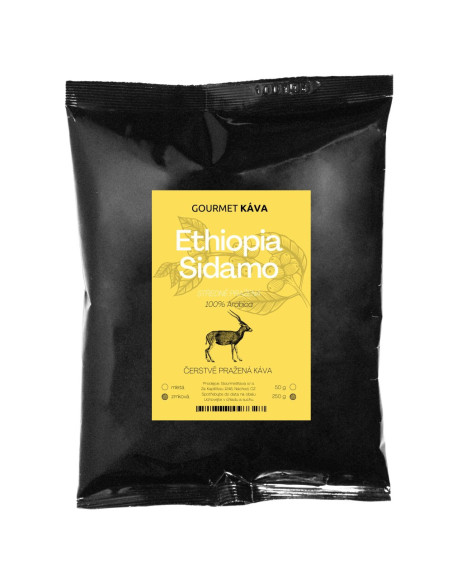 Etiopie Sidamo, STŘEDNĚ PRAŽENÁ, zrnková káva arabica
