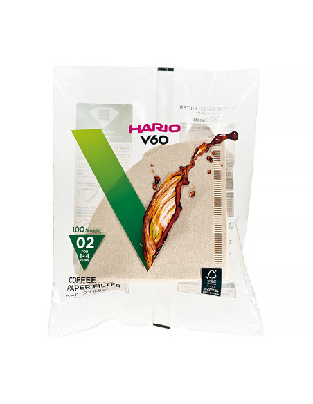 Paper filters Hario V60-02 100 pcs, unbleached (VCF-02-100M)