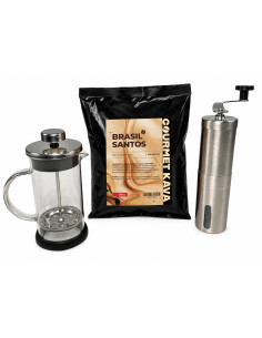 Francouzský balíček – Brasil Santos, french press a mlýnek Kaffia Tall