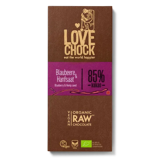 Čokoláda Lovechock Tablet - borůvky a konopná semínka,Čokoláda Lovechock- borůvky a konopná semínka
