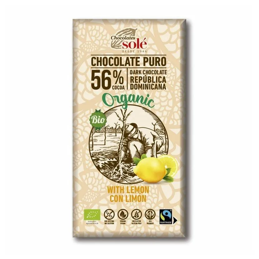 Čokoláda Chocolates Solé - 56% CITRON,Chocolates Solé - 56% bio čokoláda s citrónem