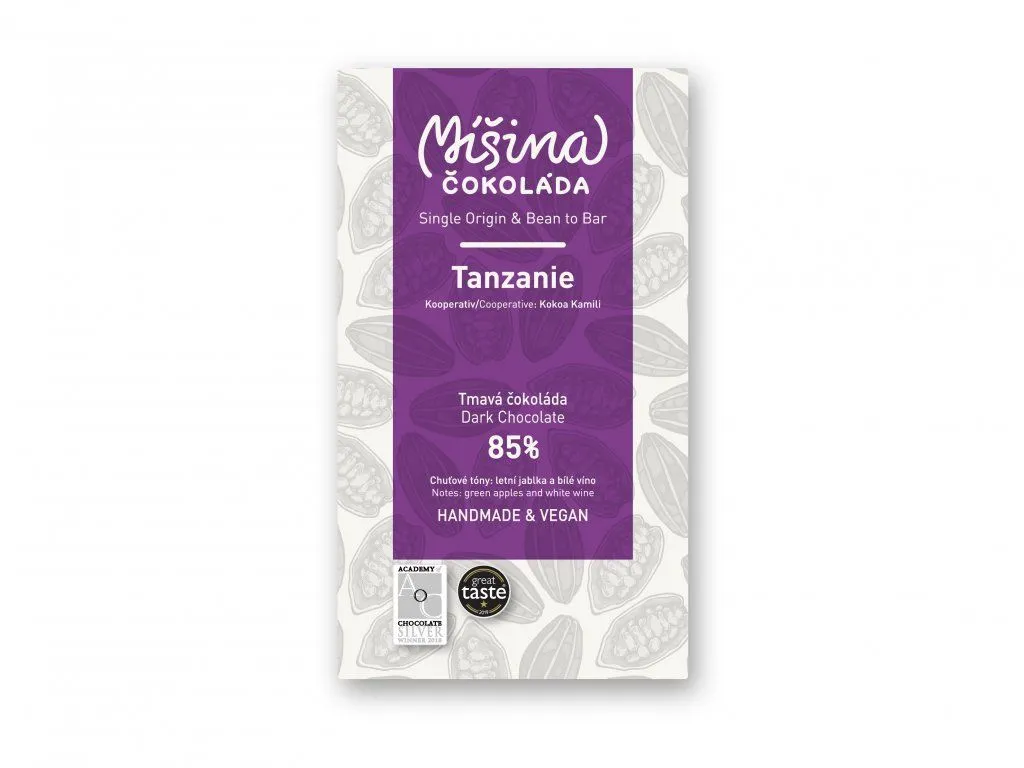 Čokoláda Míšina čokoláda, Tanzanie, tmavá 85%,Míšina čokoláda Tanzanie 85%
