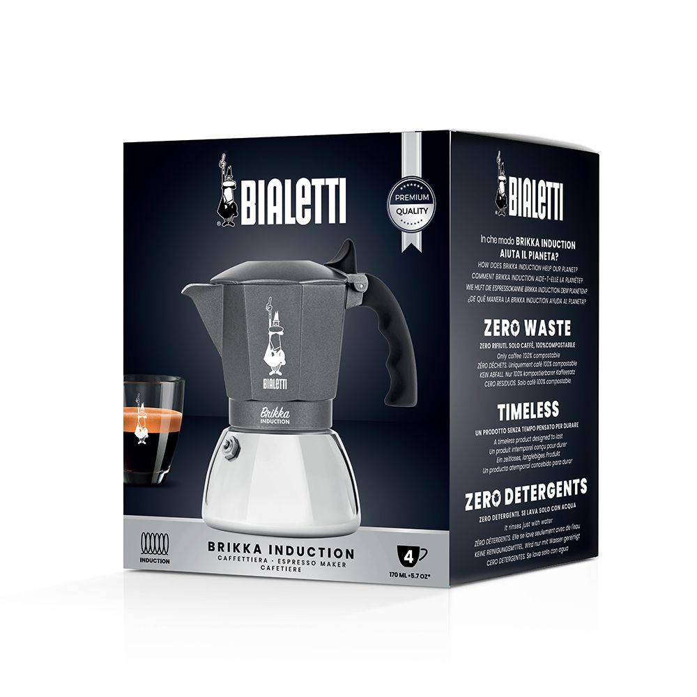 Moka konvice Bialetti Brikka Induction 4 šedá - Obrázek 3