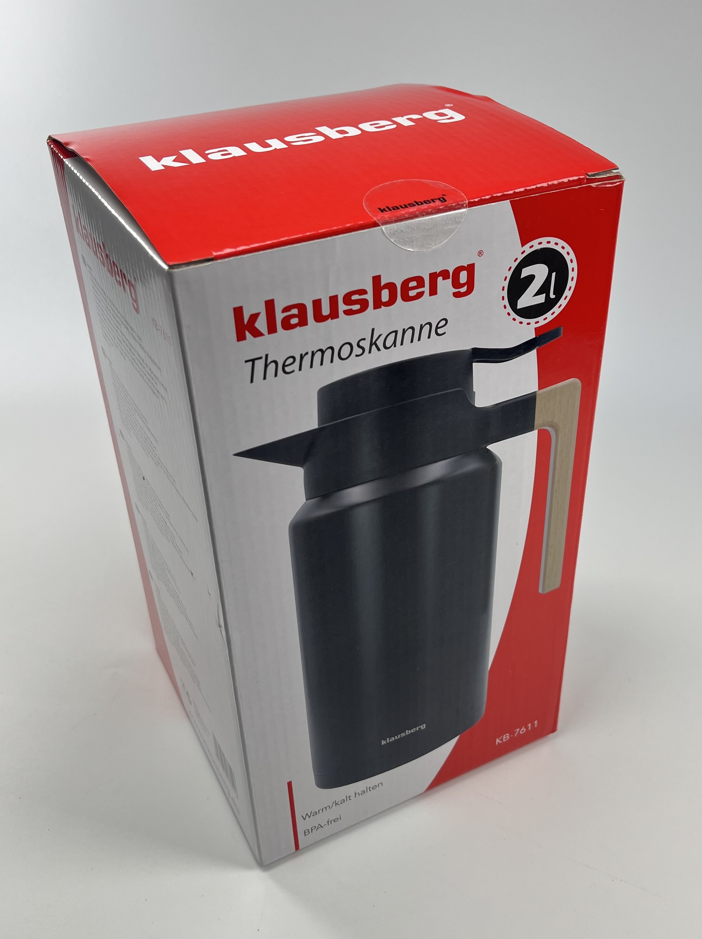 Termoska Kaffia 2 l s dřevěnou rukojetí – ČERNÁ