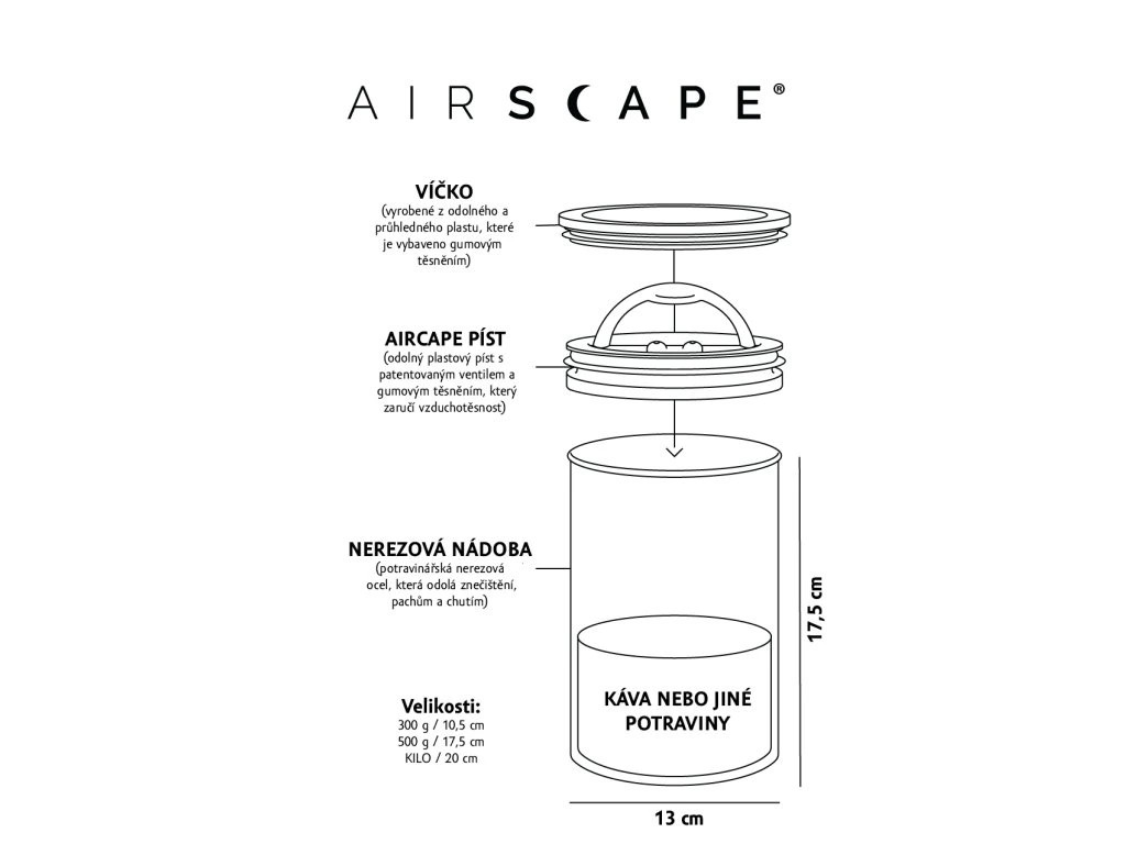 Airscape dóza na kávu 250g - Charcoal - Obrázek 4