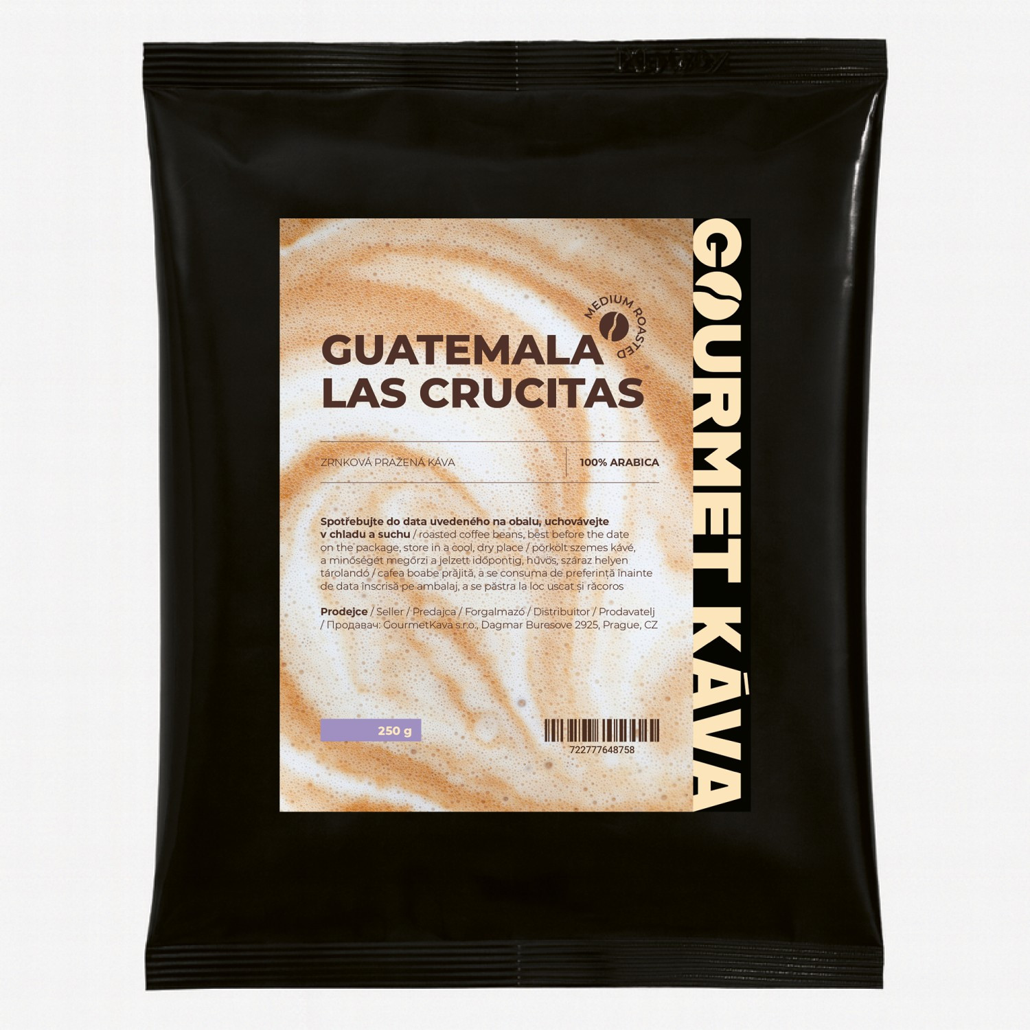 Guatemala Crucitas, STŘEDNĚ PRAŽENÁ, zrnková káva arabica