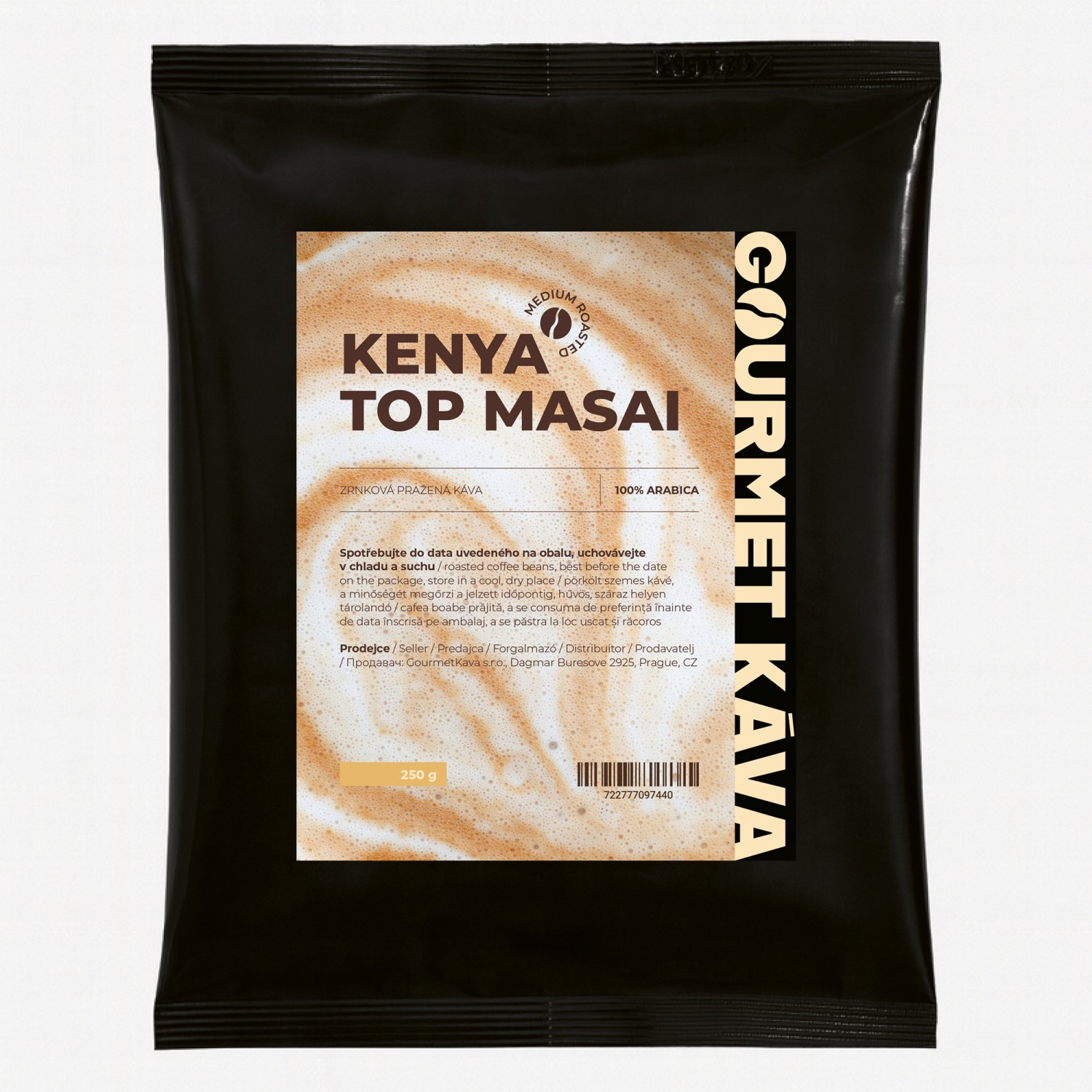 Keňa Top Masai, STŘEDNĚ PRAŽENÁ, zrnková káva arabica