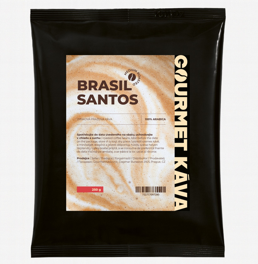 Brazílie Santos, STŘEDNĚ PRAŽENÁ, zrnková káva arabica